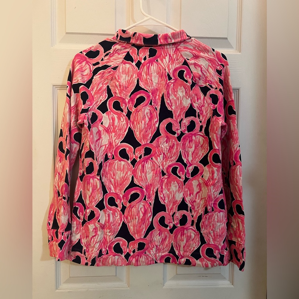 Lilly Pulitzer UPF 50+ Skipper Printed Popover Women's S Pink Flamingo 1/2 Zip - Picture 5 of 5